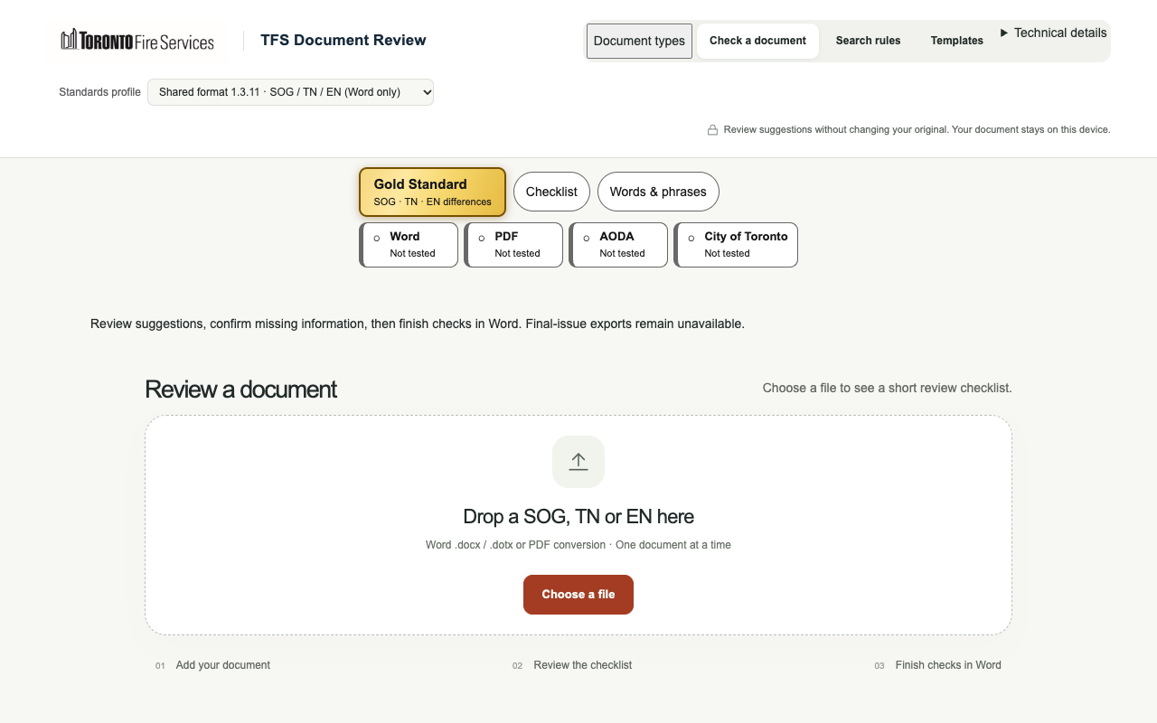 Actual Document Checker start screen